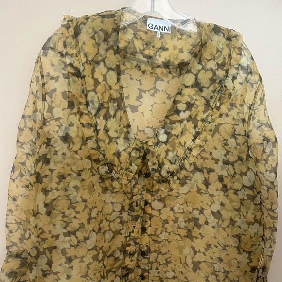 Ganni Tops - GANNI Sheer Floral Oversized Top – Never Worn 🌼